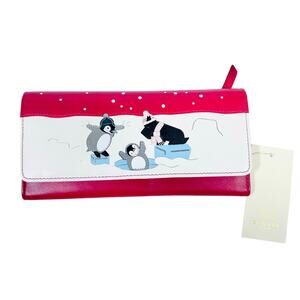 Radley London Hole Lotta Fun Wallet Large White Red Leather Flap New